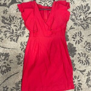 Elegant Red Ruffle Sleeve Dress. Runs small. Fully stretch, for optimal comfort.